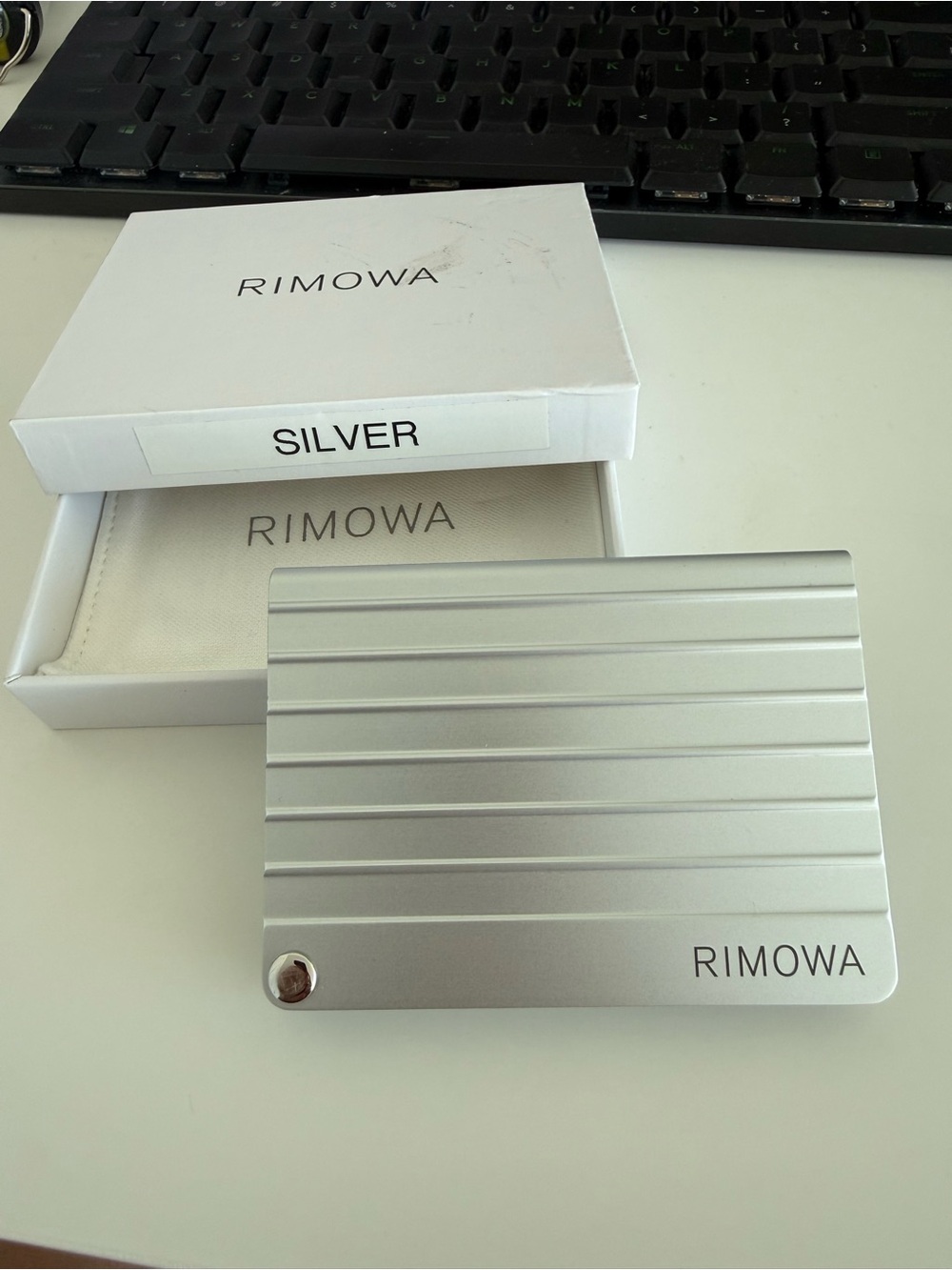 RIMOWA Silver Aluminum Card Holder